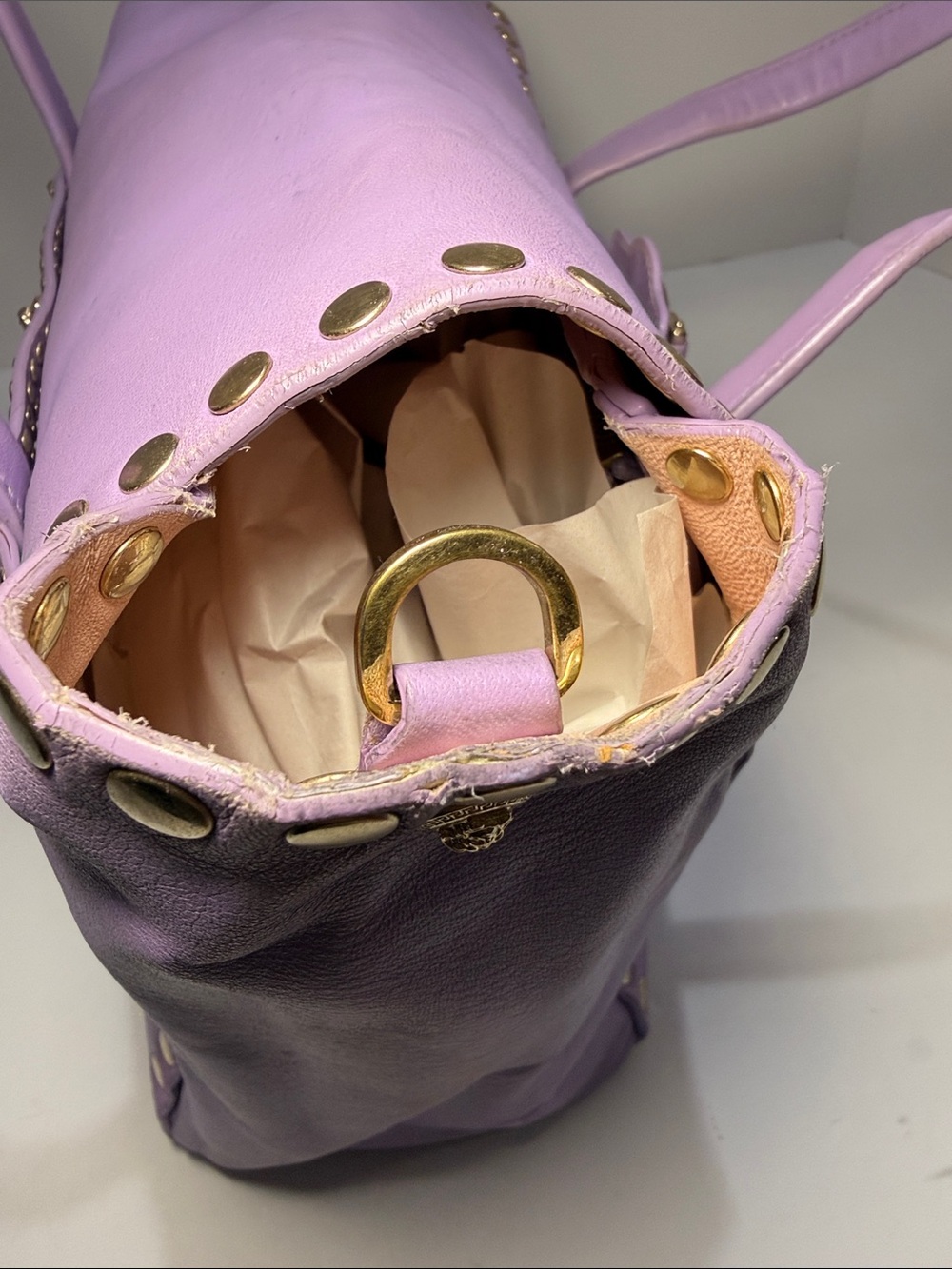 Versace Medusa Stud Leather Tote – Lavender/Lilac - Picture 11 of 16